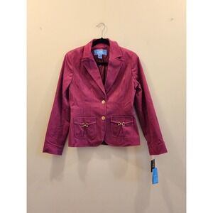 Doncaster Sport Blazer Womens 4 Pink Cotton Stretch Gold Horsebit Hardware NWT